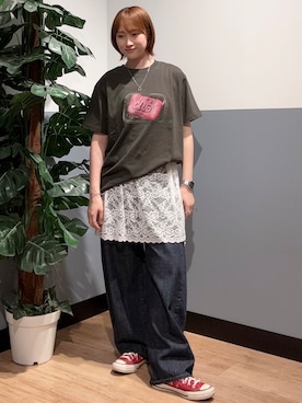 「SOMETHING（サムシング）のアイテム（パンツ）」を使った、かわもっちゃんさん（レディース・158cm）の夏コーディネート