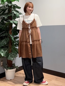 「SOMETHING（サムシング）のアイテム」を使った、かわもっちゃんさん（レディース・158cm）の夏コーディネート