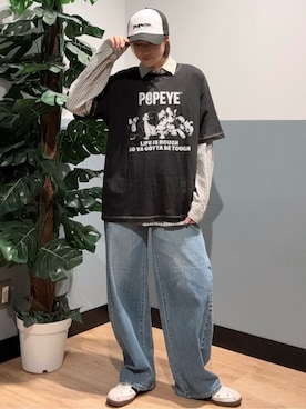 「Right-on（ライトオン）のアイテム（帽子）」を使った、かわもっちゃんさん（レディース・158cm）の春コーディネート