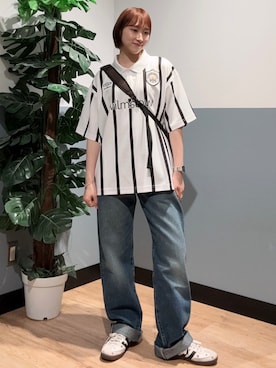 「Levi's（リーバイス）のLevi's(リーバイス)【メンズ】「501」ルーズ（デニムパンツ、ブルー系）」を使った、かわもっちゃんさん（レディース）の夏コーディネート