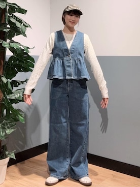 「Right-on（ライトオン）のアイテム（帽子）」を使った、かわもっちゃんさん（レディース・158cm）の夏コーディネート