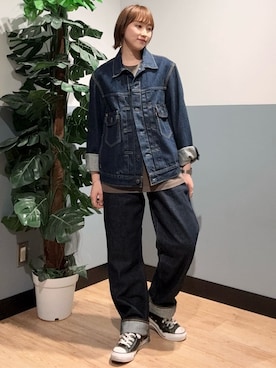 「Levi's（リーバイス）のLevi's(リーバイス)ＴＹＰＥ２トラッカー（デニムジャケット、ブルー系）」を使った、かわもっちゃんさん（レディース）の夏コーディネート