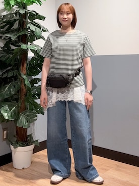「SOMETHING（サムシング）のアイテム（パンツ）」を使った、かわもっちゃんさん（レディース・158cm）の夏コーディネート