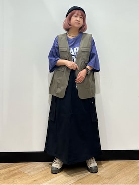 「CAMP7（キャンプセブン）のアイテム」を使った、ミーさん（レディース・145cm）の夏コーディネート