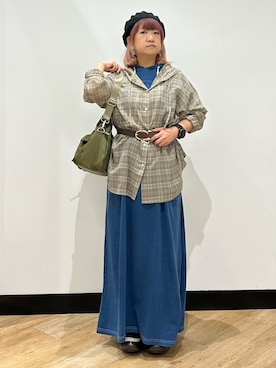 「Right-on（ライトオン）のフード付きワンピース（ワンピース、ブルー系）」を使った、ミーさん（レディース）の夏コーディネート