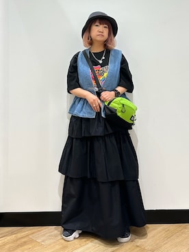 「CAMP7（キャンプセブン）のアイテム」を使った、ミーさん（レディース・145cm）の夏コーディネート