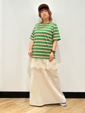 「アイテム（キャップ、イエロー系）」を使った、ミーさん（レディース・145cm）の夏コーディネート