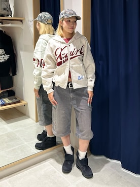 「X-girl（エックスガール）のアイテム（キャップ）」を使った、おとかさん（レディース・163cm）の秋コーディネート