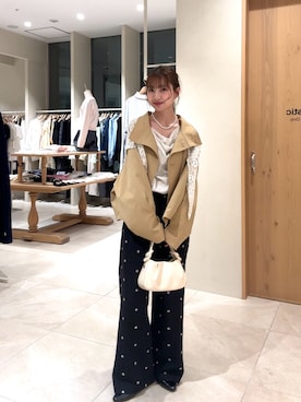「mystic（ミスティック）のアイテム（ハンドバッグ）」を使った、田村怜奈さん（レディース・154cm）の春コーディネート