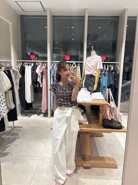 「mystic（ミスティック）のアイテム（Tシャツ/カットソー）」を使った、田村怜奈さん（レディース・154cm）の夏コーディネート
