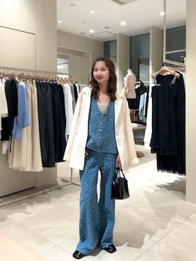 「アイテム（セットアップ）」を使った、田村怜奈さん（レディース・154cm）の春コーディネート