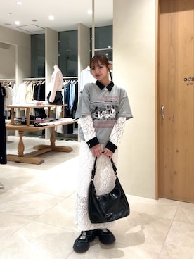 「mystic（ミスティック）のアイテム（トートバッグ）」を使った、田村怜奈さん（レディース・154cm）の春コーディネート