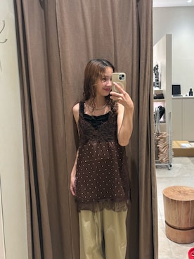 「mystic（ミスティック）のワイドラウンドチョーカー（チョーカー、シルバー系）」を使った、田村怜奈さん（レディース・154cm）の夏コーディネート