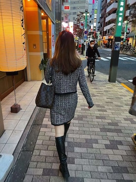 「no brand（ノーブランド）のアイテム（ニット/セーター、ブルー系）」を使った、xyoukaさん（レディース・160cm）の秋コーディネート