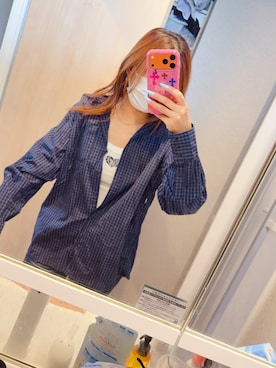 「EMODA（エモダ）のアイテム（シャツ/ブラウス、ブルー系）」を使った、xyoukaさん（レディース・160cm）の秋コーディネート