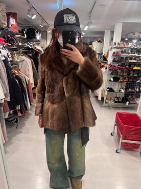 「古着のアイテム（ジャケット/アウター、ブラウン系）」を使った、xyoukaさん（レディース・160cm）の秋コーディネート