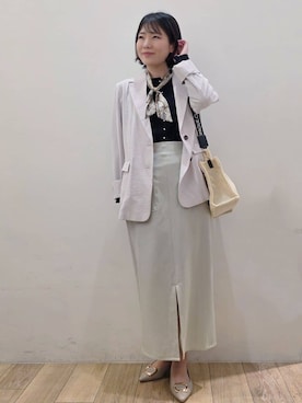 「アイテム（ショルダーバッグ、パープル系）」を使った、yuyuさん（レディース・157cm）の春コーディネート