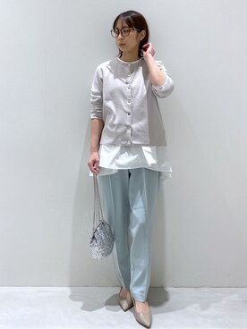「OPAQUE.CLIP（オペークドットクリップ）の◆ペプラムドッキングカットソー【洗濯機洗い可】（Tシャツ/カットソー）」を使った、えりさん（レディース・156cm）の春コーディネート