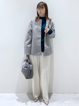 「アイテム（チャーム、グレー系）」を使った、えりさん（レディース・156cm）の秋コーディネート