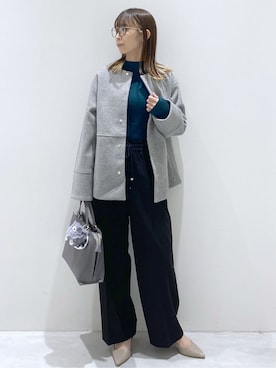 「アイテム（チャーム、グレー系）」を使った、えりさん（レディース・156cm）の秋コーディネート