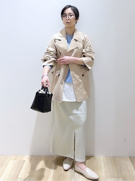 「アイテム（ショルダーバッグ、パープル系）」を使った、えりさん（レディース・156cm）の春コーディネート
