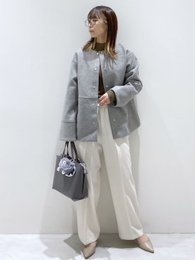 「アイテム（チャーム、グレー系）」を使った、えりさん（レディース・156cm）の秋コーディネート