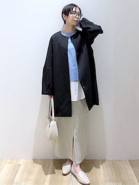 「アイテム（ショルダーバッグ、パープル系）」を使った、えりさん（レディース・156cm）の春コーディネート