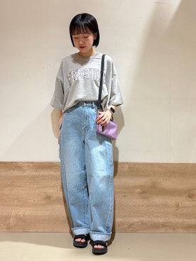 「Cutie Blonde（キューティーブロンド）のアイテム（デニムパンツ）」を使った、るねさん（レディース・148cm）の春コーディネート
