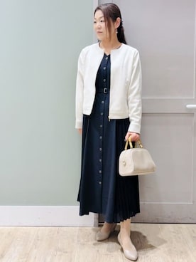「オフィスカジュアル」｜「アイテム（ワンピース）」を使った、Komi☆さん（レディース・159cm）の春コーディネート