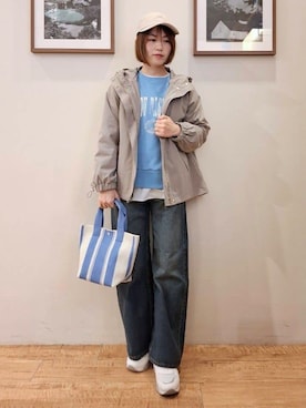 「SHOO・LA・RUE（シューラルー）の【防花粉/高レビュー】きれいもかっこいいも叶える 欲張りマウンテンパーカ（ブルゾン、ブラウン系）」を使った、まあるさん（レディース・158cm）の冬コーディネート