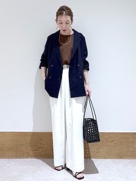 「OPAQUE.CLIP（オペークドットクリップ）のアイテム（Tシャツ/カットソー）」を使った、はなさん（レディース・160cm）の春コーディネート