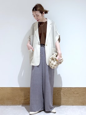 「OPAQUE.CLIP（オペークドットクリップ）のアイテム（Tシャツ/カットソー）」を使った、はなさん（レディース・160cm）の夏コーディネート