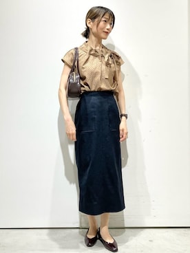 「アイテム（チャーム、ブラウン系）」を使った、Jさん（レディース・166cm）の夏コーディネート