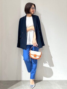 「OPAQUE.CLIP（オペークドットクリップ）の◆ペプラムドッキングカットソー【洗濯機洗い可】（Tシャツ/カットソー）」を使った、NAKAさん（レディース・161cm）の春コーディネート