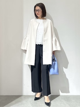 「アイテム（ノーカラーコート）」を使った、NAKAさん（レディース・161cm）の冬コーディネート