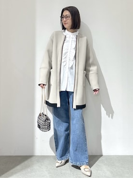 「アイテム（ノーカラーコート）」を使った、NAKAさん（レディース・161cm）の冬コーディネート