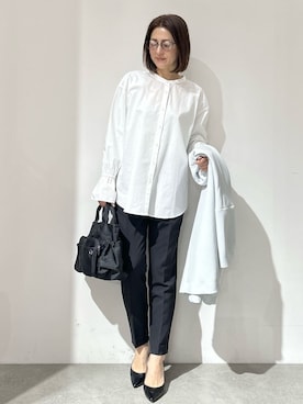 「アイテム（ノーカラーコート）」を使った、NAKAさん（レディース・161cm）の春コーディネート