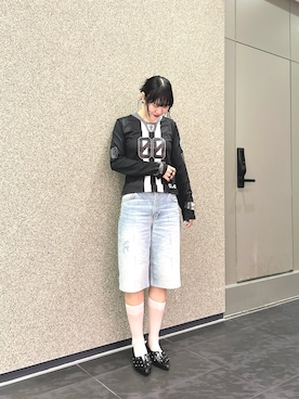 「EVOL（イーボル）の【EVOL/イーボル】 【ふかふか・クッション入り】Vカットステッチパンプス IZ5815 （パンプス、ブラック系）」を使った、nobi8さん（レディース・161cm）の夏コーディネート