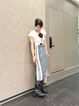 「EVOL（イーボル）の【EVOL/イーボル】 【S-LLサイズ展開・ふかふか】カバーエンジニアロングブーツ IZ5878  （ブーツ、ブラック系）」を使った、nobi8さん（レディース・161cm）の秋コーディネート