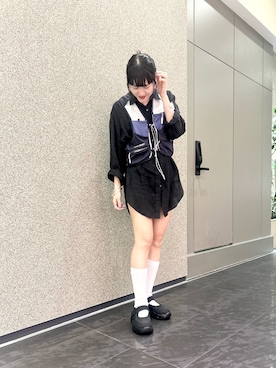 「EVOL（イーボル）のイーボル EVOL 【EVOL/イーボル】 【S-LLサイズ展開・軽量】軽量厚底メリージェーンスニーカー JA5979 （スニーカー、ブラック系）」を使った、nobi8さん（レディース・161cm）の夏コーディネート