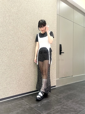 「EVOL（イーボル）の【EVOL/イーボル】 【XS-LLサイズ展開・軽量】ロゴモチーフ厚底ベルトサンダル JA5946  （サンダル、ブラック系）」を使った、nobi8さん（レディース・161cm）の夏コーディネート