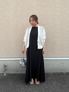 「Jena espace merveilleux(ジェナ エスパスメルヴェイユ)の【着てないぐらい軽い!?】2WAYリボンシアーワンピース(ワンピース、ブラック系)」を使った、karenさん(レディース・149cm)の夏コーディネート