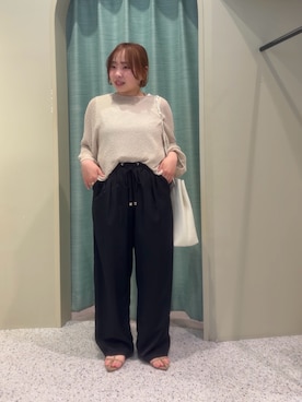 「Jena espace merveilleux(ジェナ エスパスメルヴェイユ)のタックイージーパンツ(その他パンツ、ブラック系)」を使った、karenさん(レディース・149cm)の夏コーディネート