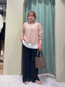 「Jena espace merveilleux(ジェナ エスパスメルヴェイユ)のスパンコールメッシュニット(ニット/セーター、ピンク系)」を使った、karenさん(レディース・149cm)の夏コーディネート