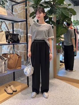 「Jena espace merveilleux（ジェナ　エスパスメルヴェイユ）の【PalinkA/パリンカ】配色パイルT（Tシャツ/カットソー、グレー系）」を使った、jnmizukiさん（レディース・158cm）の夏コーディネート