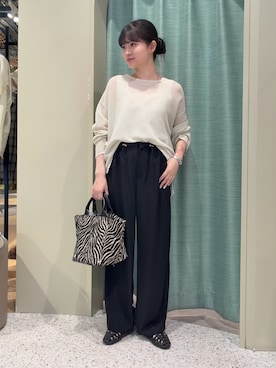 「Jena espace merveilleux（ジェナ　エスパスメルヴェイユ）のスパンコールメッシュニット（ニット/セーター、ホワイト系）」を使った、jnmizukiさん（レディース・158cm）の夏コーディネート