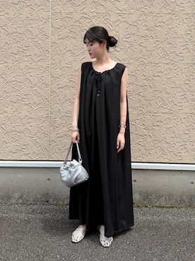 「Jena espace merveilleux（ジェナ　エスパスメルヴェイユ）の【着てないぐらい軽い！？】2WAYリボンシアーワンピース（ワンピース、ブラック系）」を使った、jnmizukiさん（レディース・158cm）の夏コーディネート