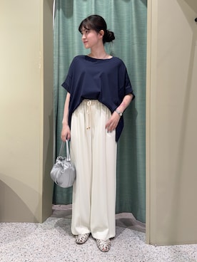 「Jena espace merveilleux（ジェナ　エスパスメルヴェイユ）のリラックスカットソー（Tシャツ/カットソー、ブルー系）」を使った、jnmizukiさん（レディース・158cm）の夏コーディネート
