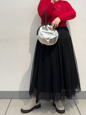 「アイテム（トートバッグ、シルバー系）」を使った、こばさん（レディース・169cm）の秋コーディネート