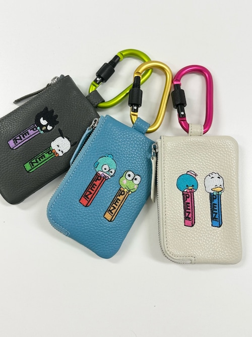 はぴだんぶい×PEZ(ペッツ) ×ear】本革/カラビナ付きパス＆キーケース